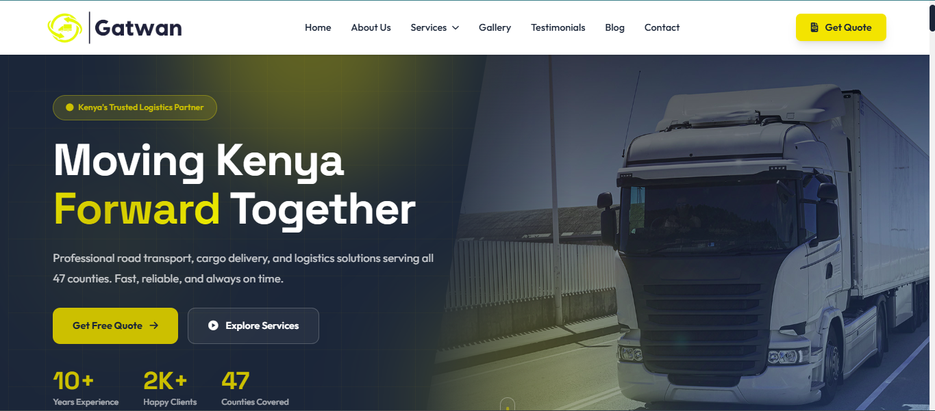 Gatwan Transport Logistics - Kenya freight, cargo and road transport company website